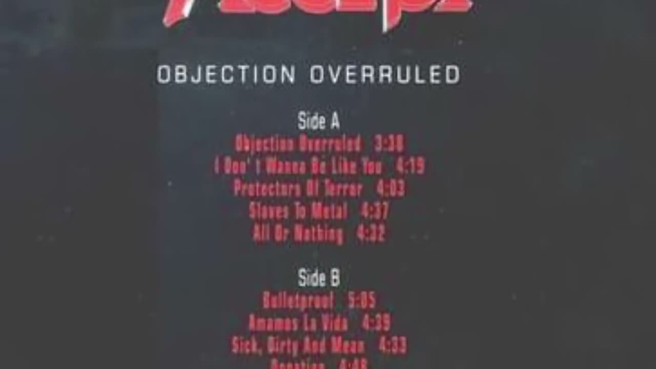 The tracklist of Accept's Objection Overruled