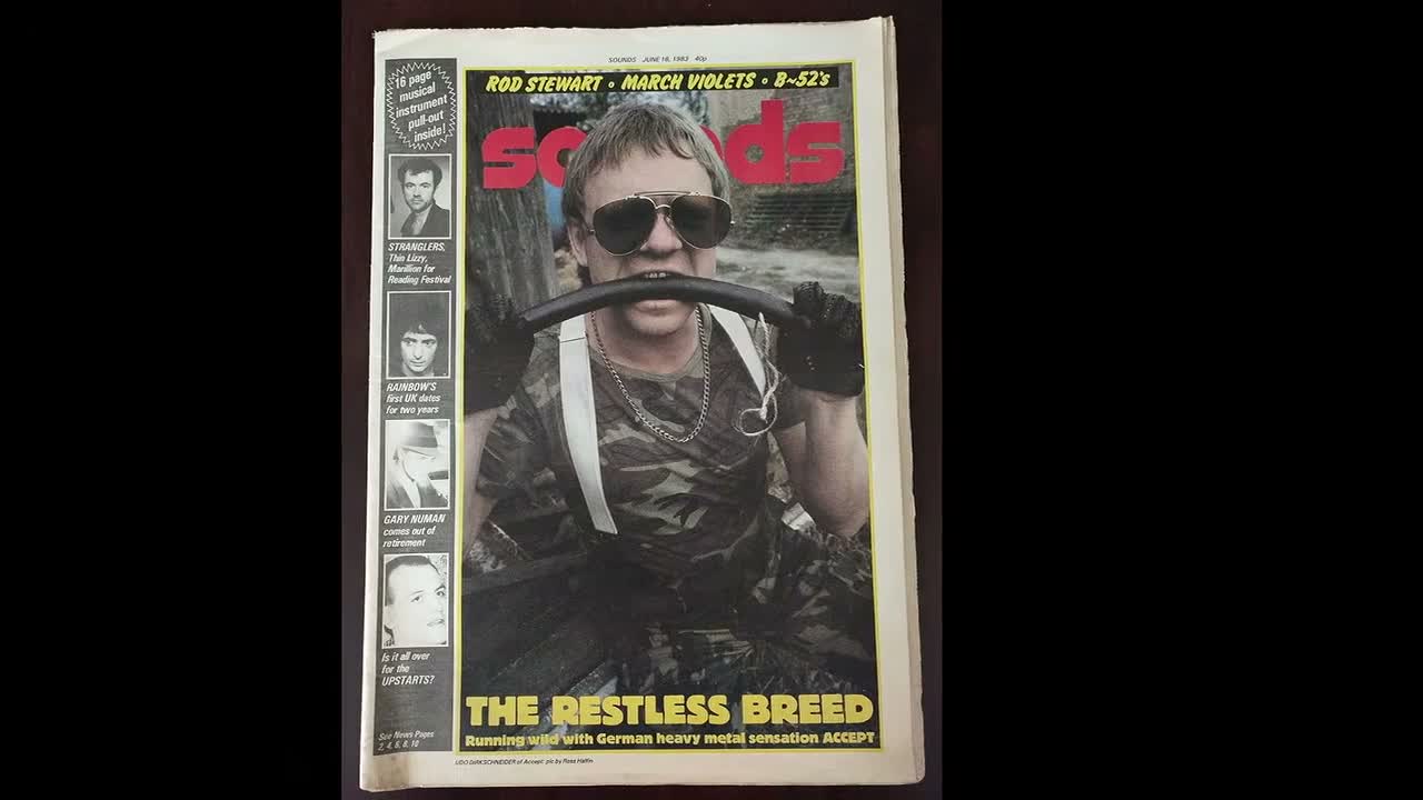 Cover of Sounds magazine, June 18, 1983, with Udo of Accept