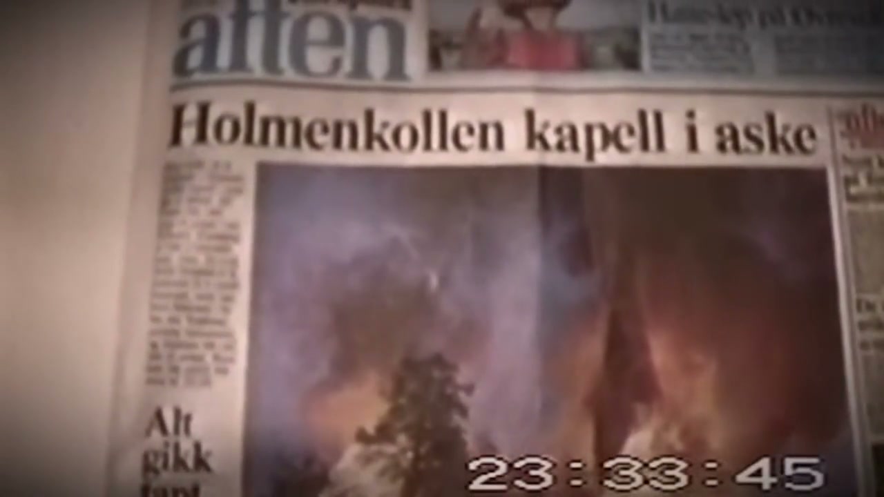 Front page of Aftenposten with the headline Holmenkollen kapell i aske