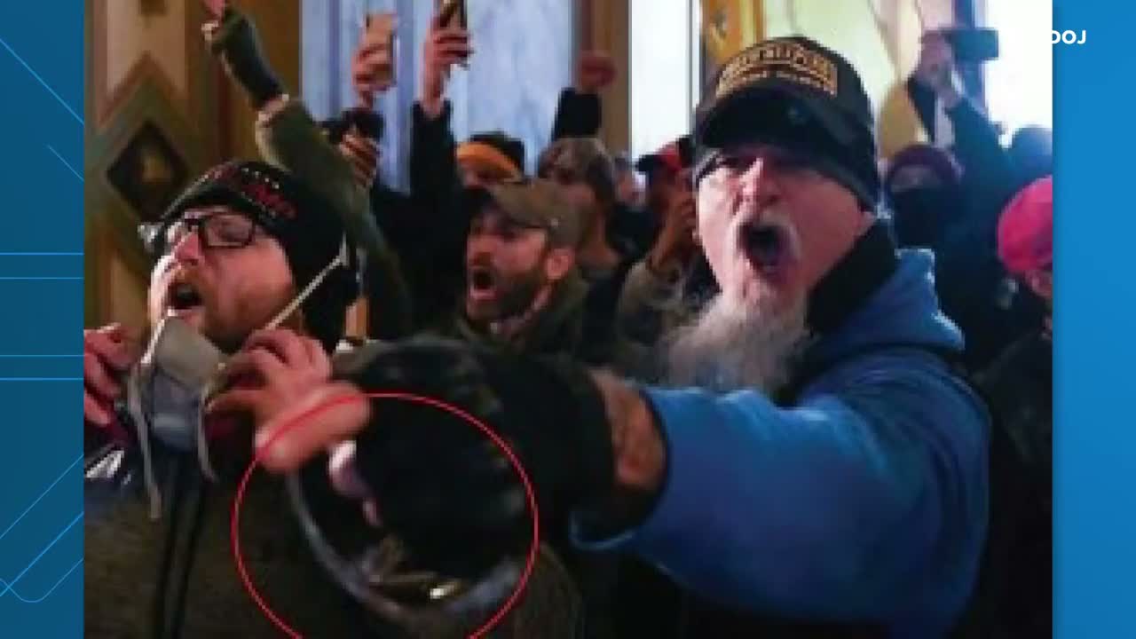 TV footage from the storming of the US Capitol on January 6, 2021